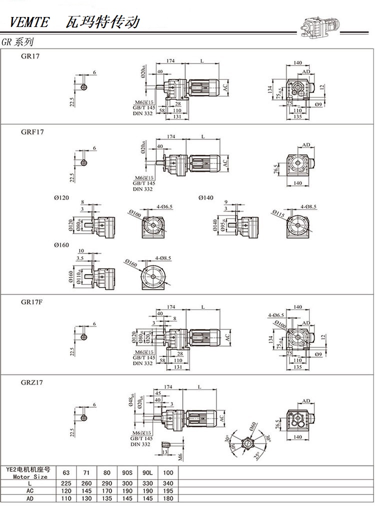 R17減速機(jī)圖紙，R00系列齒輪減速器尺寸圖